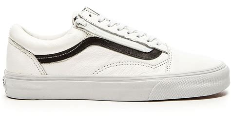 Vans Old Skool Zip Premium Leather in White for Men | Lyst