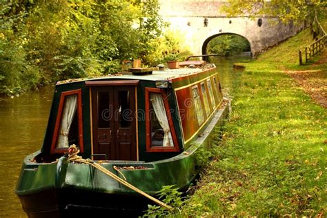 Canal barge stock photo. Image of rope, fence, shropshire - 21301332