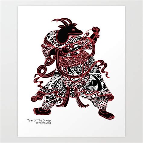 Chinese zodiac sign Year of the Sheep Art PrintChinese zodiac sign Year ...