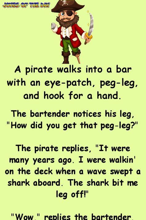 A Pirate walks into a Bar – Funny Joke | Bar jokes, Funny jokes and riddles, Jokes