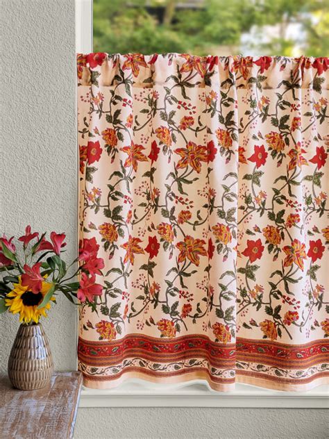 Red Floral Kitchen Curtains - Entrevistamosa