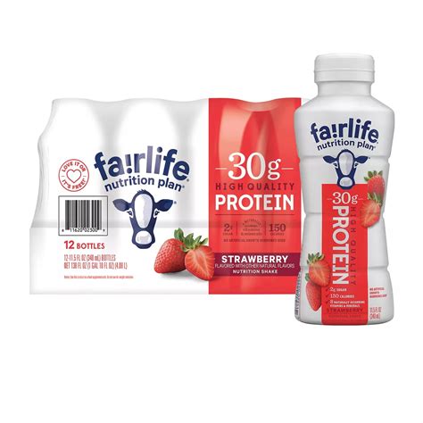 Fairlife Nutrition Plan High Protein Shake - Lactose Free, Strawberry Flavor, 11.5 fl. oz. (12 ...