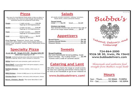 MENU | bubbas