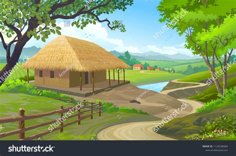 House Village Roof Made Straws Walls Stock Vector (Royalty Free) 1124538584 | Shutterstock