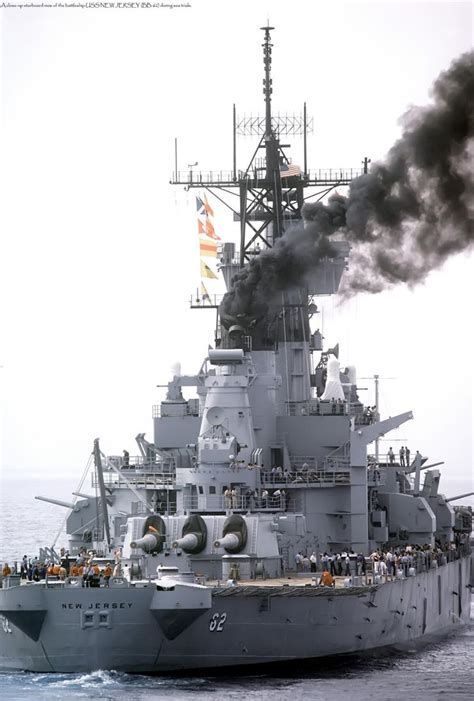 A beautiful stern view of the 16 inch guns of USS New Jersey (BB-62 ...