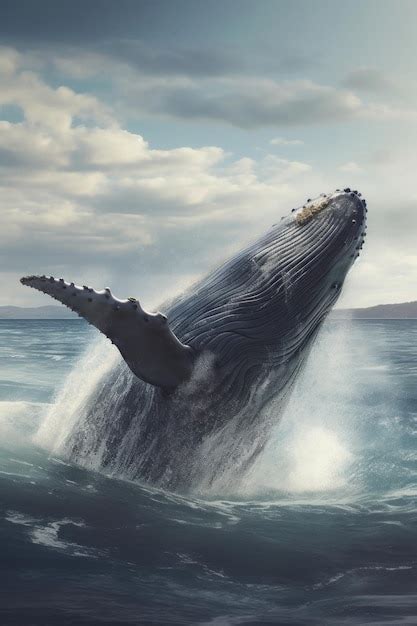 Premium AI Image | Blue whale or blue fin whale jumping over the sea