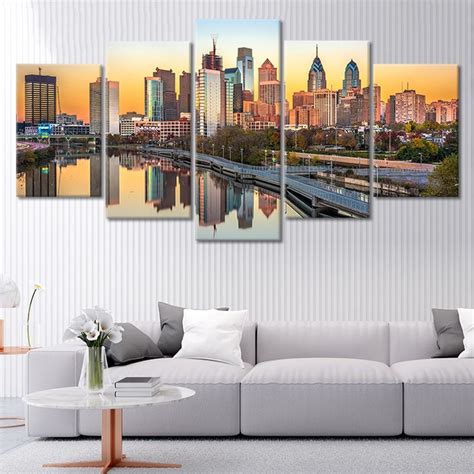 Philadelphia Skyline Canvas Wall Art, Pennsylvania Cityscape Wall Art, Urban City View Home ...