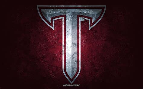 Troy Trojans american football team, NCAA, purple white stone, USA, asphalt texture, HD ...