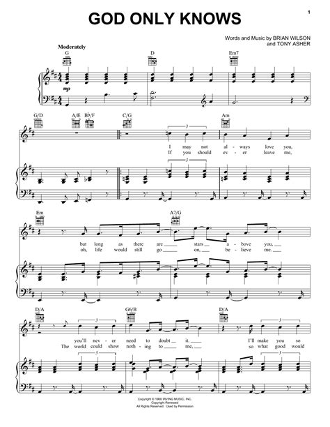 The Beach Boys "God Only Knows" Sheet Music Notes | Download Printable PDF Score 44757