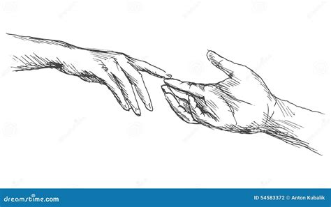 Sketch touching hands stock vector. Illustration of white - 54583372