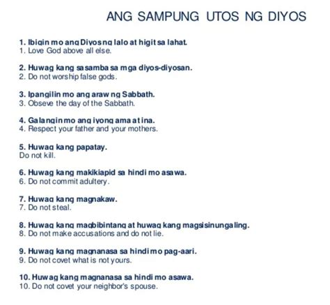 sampung utos ng diyos - Brainly.ph