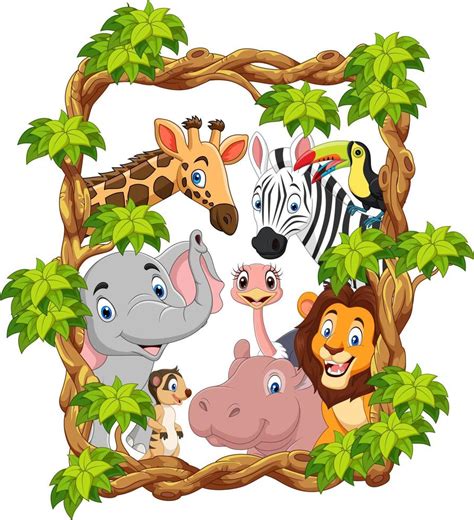 Cartoon collection happy zoo animals 5151818 Vector Art at Vecteezy