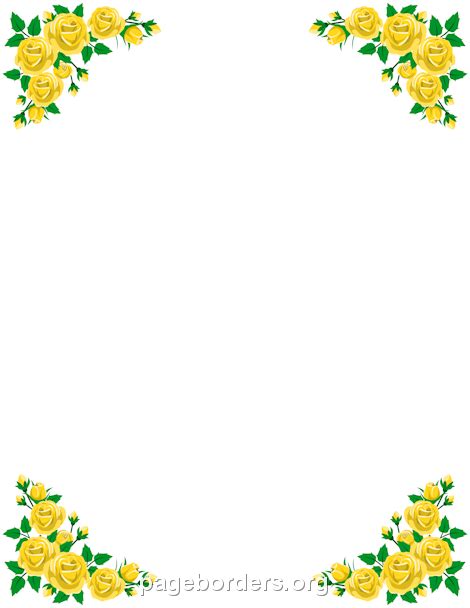 Yellow Rose Border: Clip Art, Page Border, and Vector Graphics