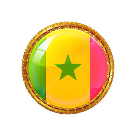 Senegal Flag With Golden Circle Frame, Fifa World Cup, Flag, Senegal PNG and Vector with ...