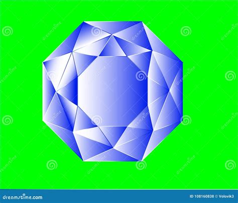 Crowned Blue Color Crystal on a Green Background. Stock Vector - Illustration of ruby, gemstone ...