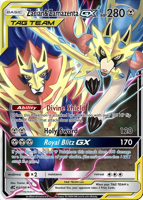 Zacian & Zamazenta GX Tag Team Custom Pokemon Card | Pokemon cards ...