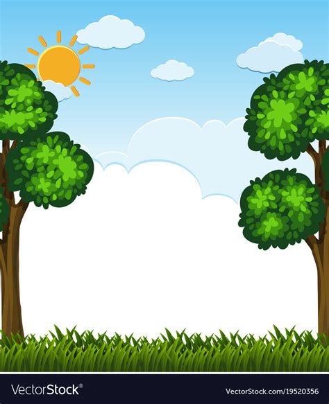 Background scene with trees and grass Royalty Free Vector