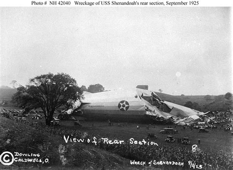 Crash of USS Shenandoah (ZR-1), 3 September 1925 Wreckage of the airship's after section, soon ...