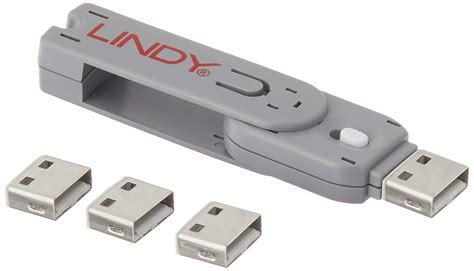 Buy LINDY 40454 USB Type A Port Blocker Key - Pack of 4 Blockers, White ...