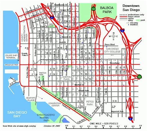 Street Map Of Downtown San Diego - California Street Map | Printable Maps