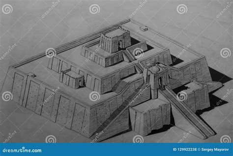 Blueprint of the Great Ziggurat of Ur Aka Ur-Nammu, Dhi Qar, Ira Stock Photo - Image of drawing ...