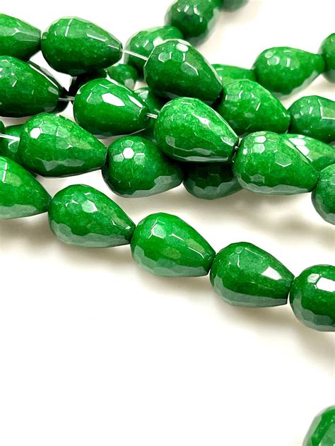 Emerald Jade Green Jade Gemstone Drops Shape Beads Strand - Etsy