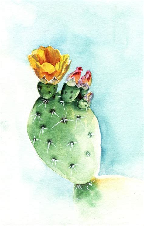 Cactus Flower Original Watercolor – Susan Leinen Design