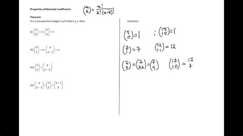 Properties of binomial coefficients - YouTube