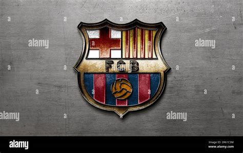 Steel and golden version of the FC Barcelona football club logo - 4k ...