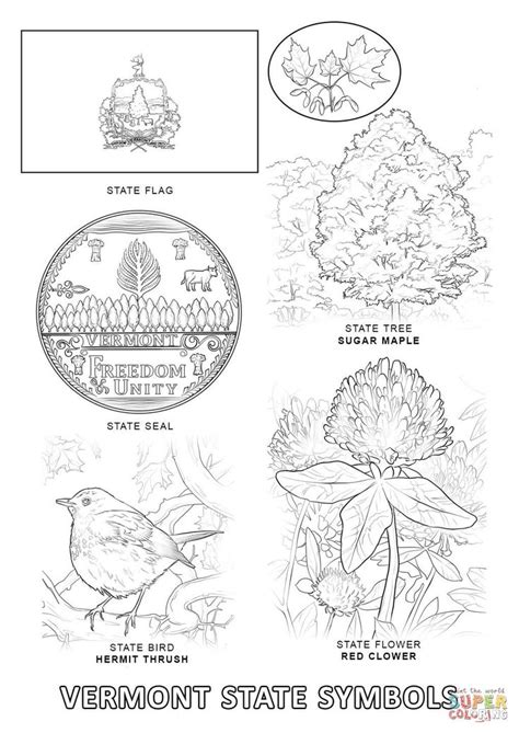 Vermont State Symbols | Super Coloring | Flag coloring pages, State symbols, Texas symbols