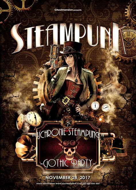 Steampunk Party Poster Template :: Behance