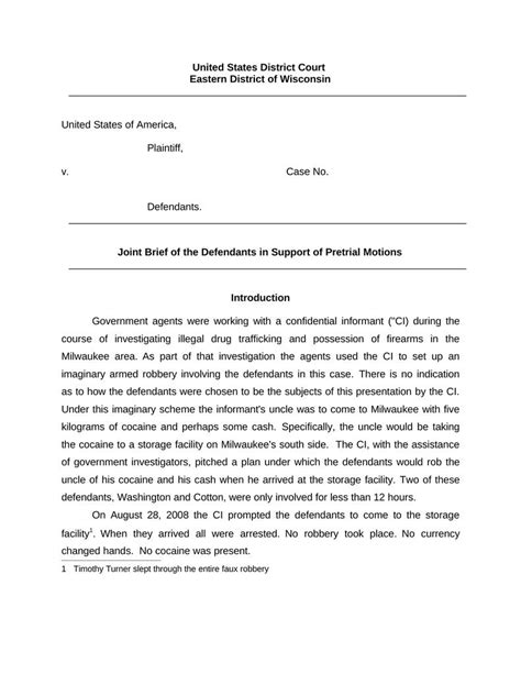 Joint Brief of the Defendants in Support of Pretrial Motions - Attorney Docs