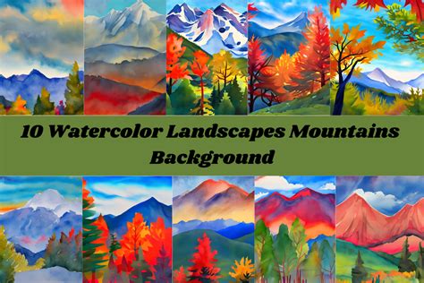 10 Watercolor Landscapes Mountains Graphic by cycynms · Creative Fabrica