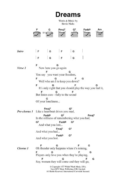 Dreams Fleetwood Mac Chords - Sheet and Chords Collection