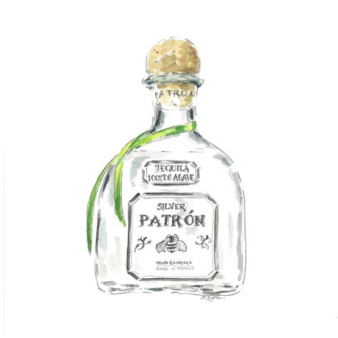 Patrón Silver Tequila Watercolor Print 8'x8 - Etsy