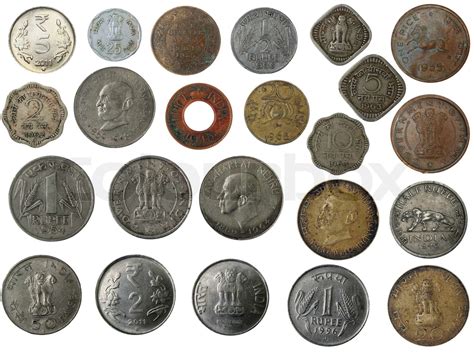 New and old indian coins in silver, copper, brass | Stock image | Colourbox