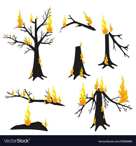 A burning tree forest fire Royalty Free Vector Image