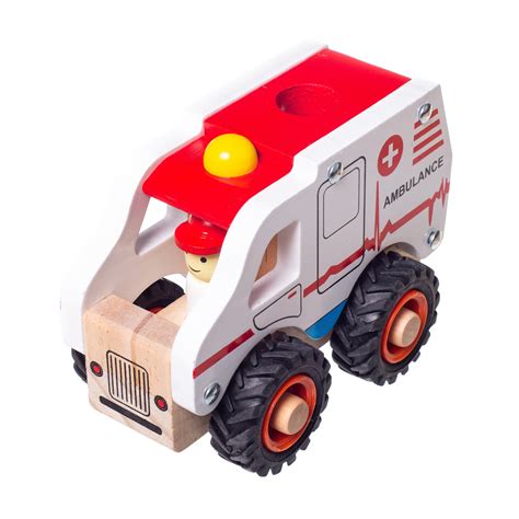 Eliiti Wooden Ambulance Toy Emergency Vehicle for Boys Kids 3 to 6 Years Old - Walmart.com ...