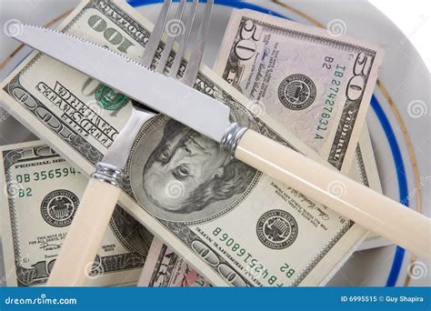 Dollars on food plate stock image. Image of bond, salary - 6995515