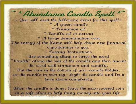 Abundance Spell | Candle spells, Prosperity spell, Wicken