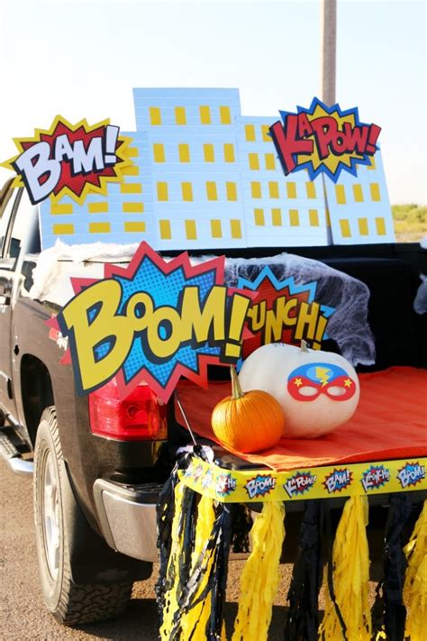 Superhero Halloween Trunk or Treat Ideas + DIY Skyline - Deonna Wade