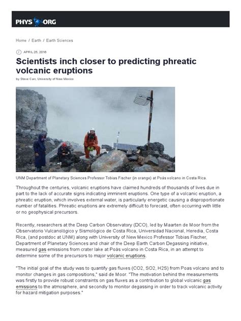 Scientists Inch Closer To Predicting Phreatic Volcanic Eruptions | PDF ...