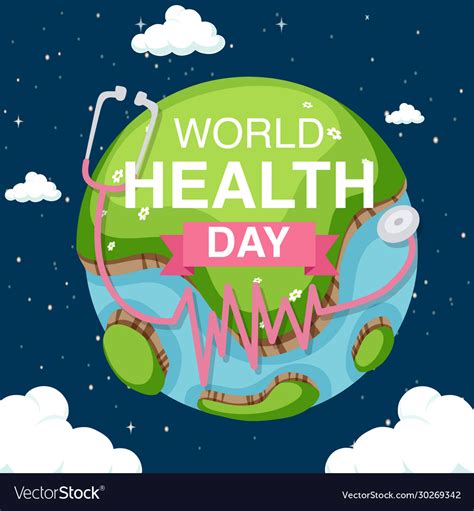 Poster design for world health day with earth Vector Image