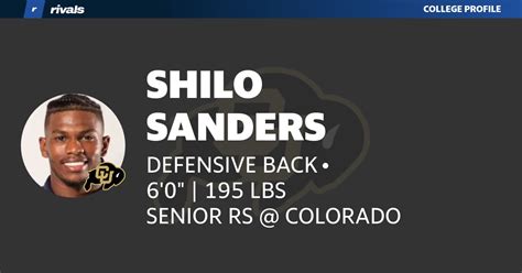 Shilo Sanders SENIOR Defensive Back Colorado