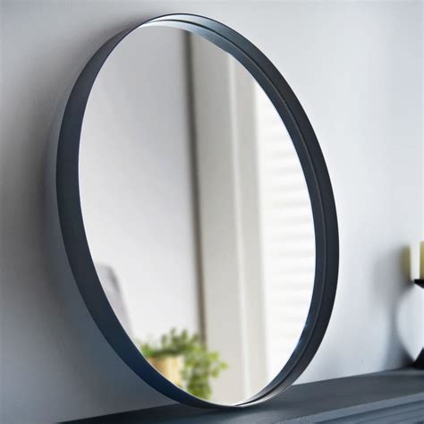 Large Round Black Wall Mirror Aluminium Frame Deep Frame