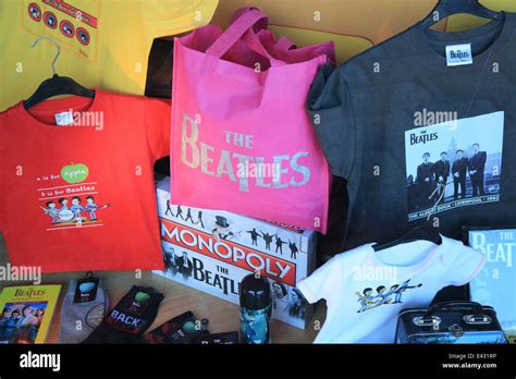 Beatles souvenirs for sale in Liverpool, on Merseyside, NW England, UK ...