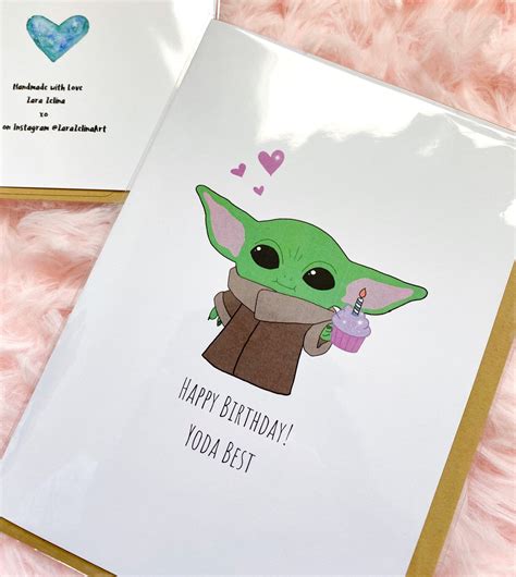 Baby Yoda Birthday Card - Printable Cards