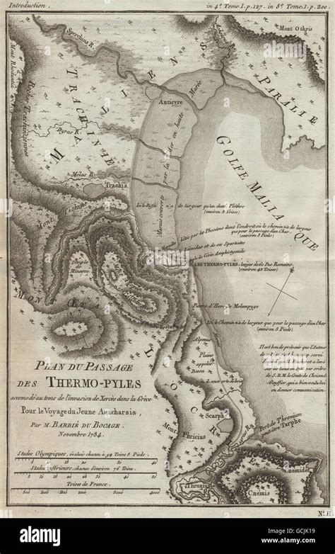 BATTLE OF THERMOPYLAE 480BC. Persian invasion of Greece. Xerxes. BOCAGE 1790 map Stock Photo - Alamy