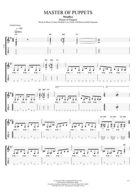 Master of Puppets Tab by Metallica (Guitar Pro) - Guitars, Bass ...