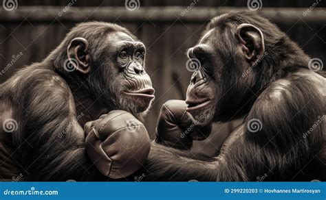 Two Strong Male Gorilla Fighting in the Boxing Ring. Chimp Stock Illustration - Illustration of ...